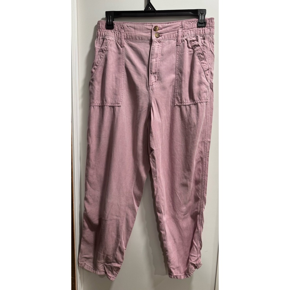 American Eagle Women Pink Herringbone Utility Pants High Rise Size 10 Short